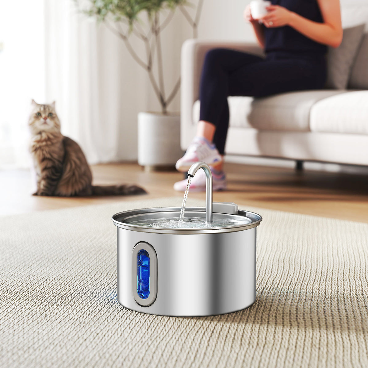 Stainless Steel Cat Water Fountain, 2.5L